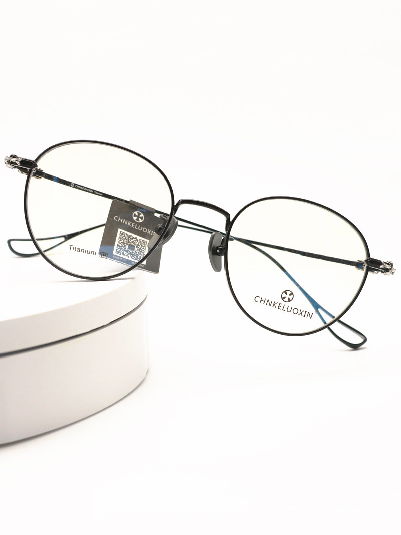 5g高度数可配复古小框眼镜纯钛超轻圆框小脸黑色银色男女镜框