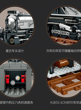 北美跨境新品大龄儿童益智玩具杰星JJ9245拼装DIY蒸汽火车站积木