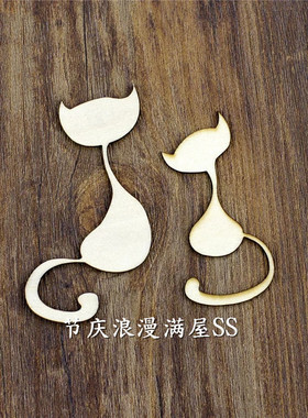 50个猫咪装饰木牌 木质小猫许愿牌 学生手写木牌 许愿木吊卡定制