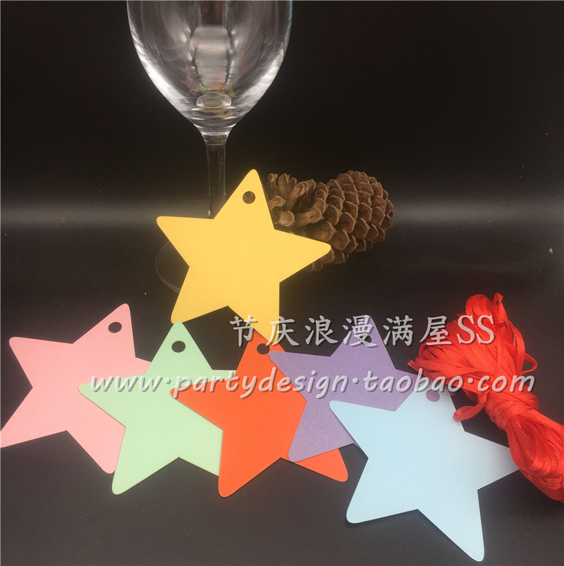 祝福语卡片 留言卡 圣诞吊卡 许愿卡 小星星款派对装饰卡50枚包邮