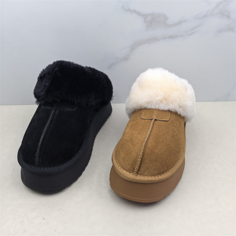 女鞋外穿厚底羊毛口保暖半拖鞋