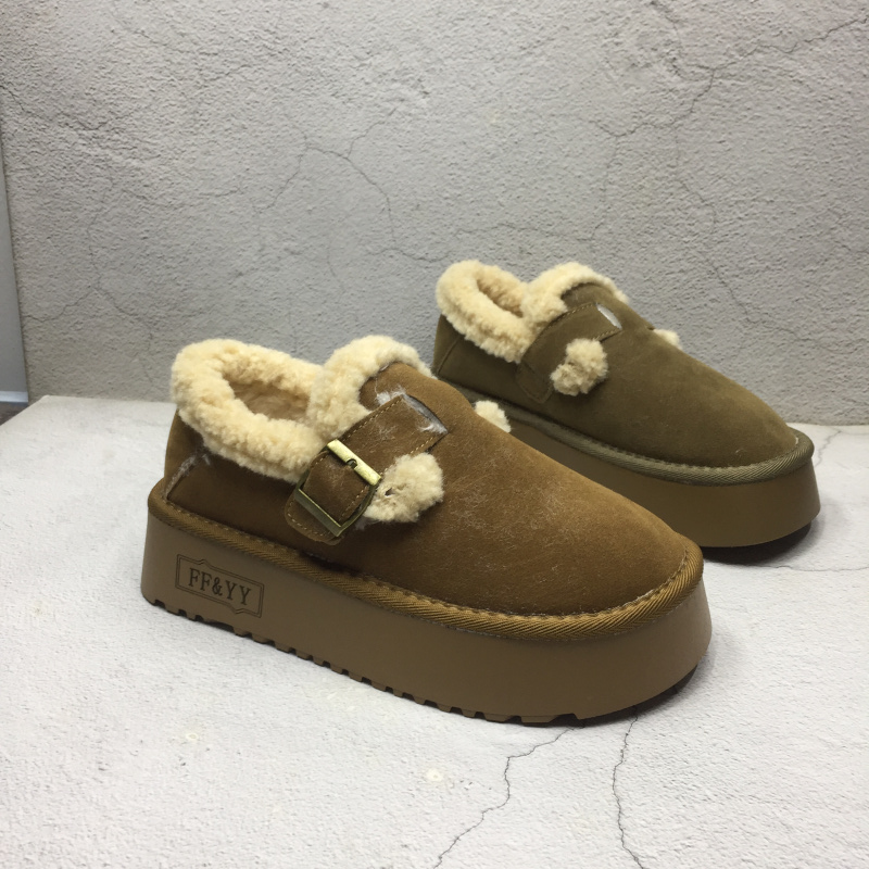 女鞋及裸厚绒保暖松糕底雪地靴