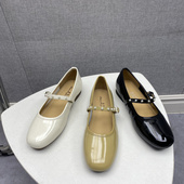 珍珠搭扣方头玛丽珍鞋 品牌撤柜2026春季 处理真皮女鞋 时尚 新款 断码