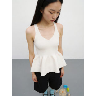 knits Jiwoo 25B立体边针织背心立体荷叶边针织背心 20S market