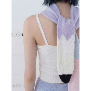 knits market 13Ac 橡皮铅笔围巾毛织围巾细条针织围巾S9