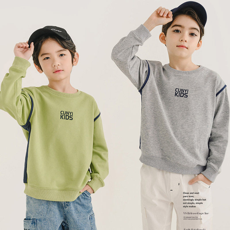 纯一良品童装圆领卫衣男童长袖衫春秋 落肩运动服 中学生套头上衣