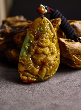 天然翡翠 A货 吊坠 挂件 黄财神 冰种YW-3MAR13-X5667