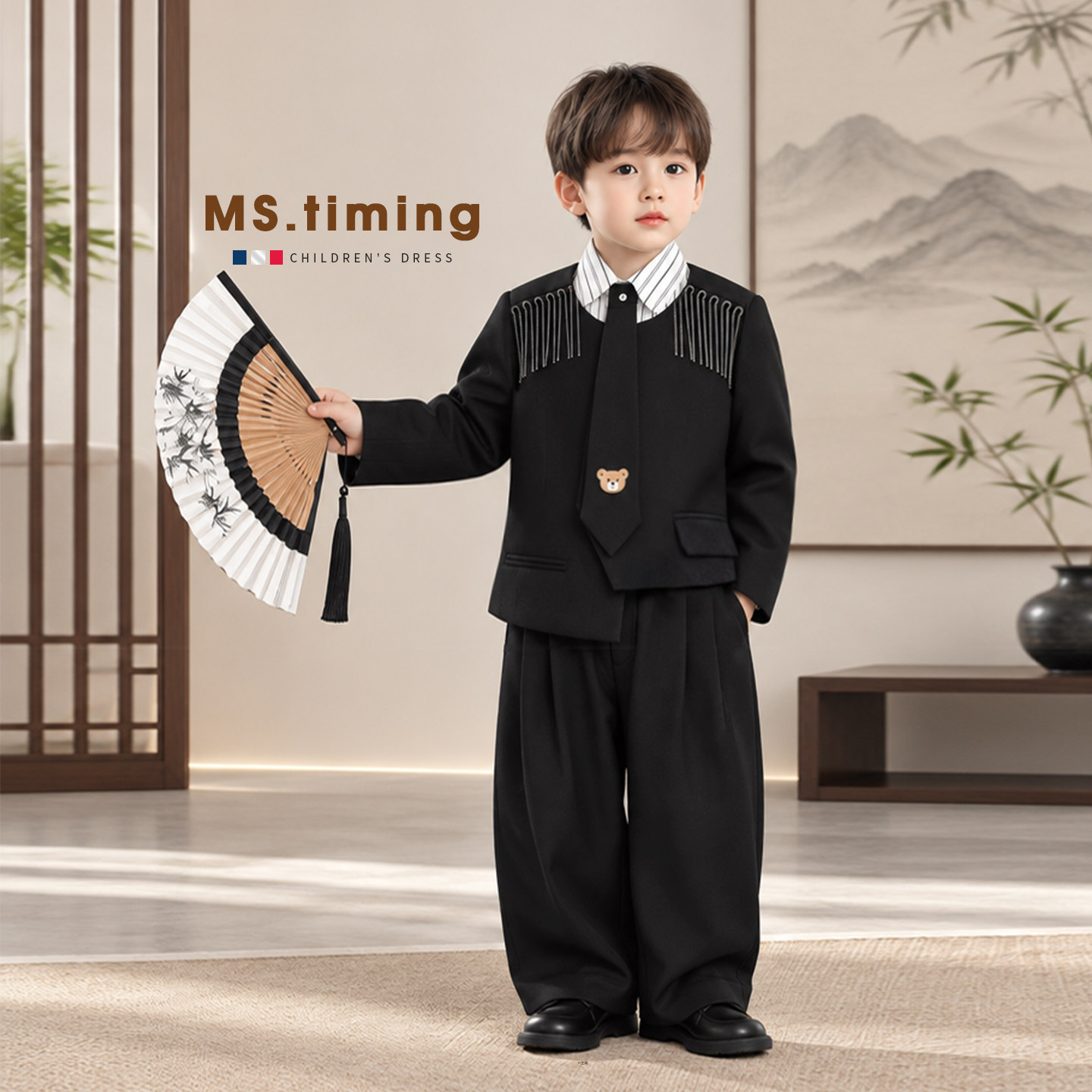 秋新英伦男童小西装套装演出礼服