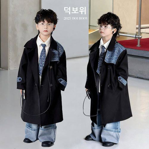男童中长款风衣2025秋新款