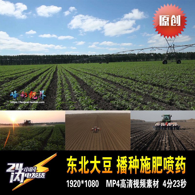 现代农业生产机械化播种施肥喷洒农药东北大豆 原创高清视频素材