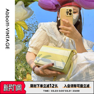 原创撞色小众牛皮手提单肩斜挎女包 小三明治 4折清仓