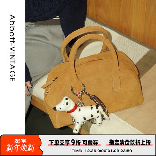 AbbottVINTAGE【波士顿包】原创设计磨砂牛皮手提包秋冬新款2025