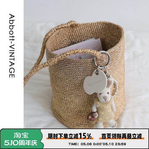 AbbottVINTAGE【发光桶】小众手工钩织编织女包手提单肩水桶包春