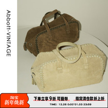AbbottVINTAGE【绒绒包】头层磨砂牛皮单肩手提包秋冬新斜挎女包