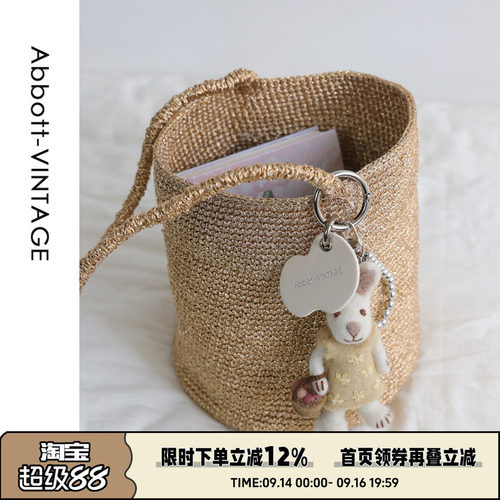 AbbottVINTAGE【发光桶】小众手工钩织编织女包手提单肩水桶包春