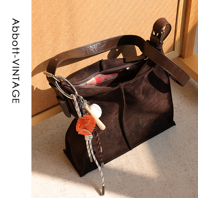 AbbottVINTAGE【游牧包】复古磨砂牛皮西部度假秋冬单肩斜挎女包
