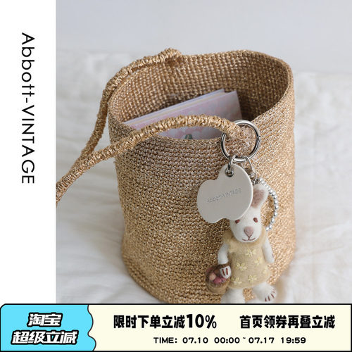 AbbottVINTAGE【发光桶】小众手工钩织编织女包手提单肩水桶包春