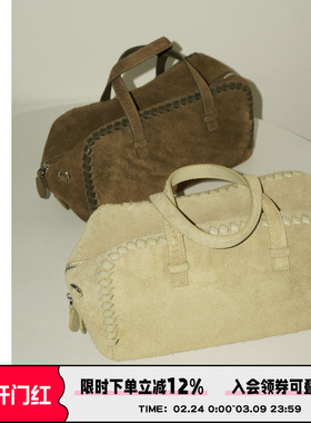 AbbottVINTAGE【绒绒包】头层磨砂牛皮单肩手提包秋冬新斜挎女包