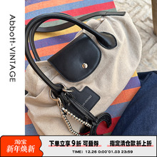 AbbottVINTAGE【亚麻托特包】高颜值牛皮通勤大容量包电脑包中性