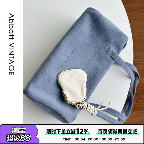 AbbottVINTAGE【大笔筒包】复古小众磨砂皮牛皮枕头包单肩手提女