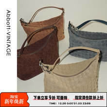 AbbottVINTAGE【编织便当包】复古小众磨砂牛皮枕头包单肩斜挎女