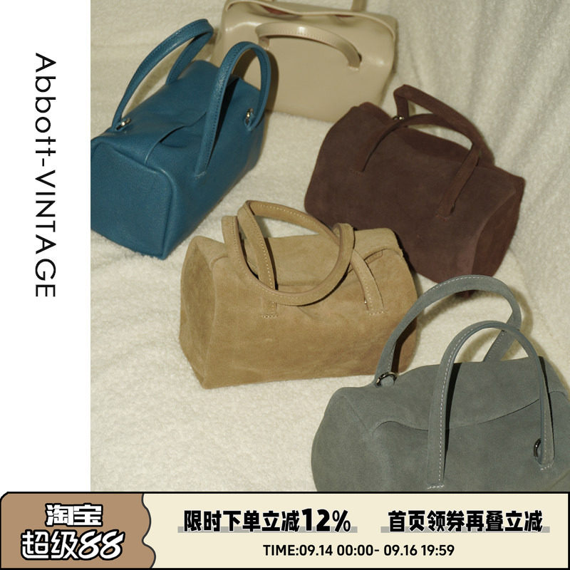 AbbottVINTAGE【笔筒包】复古小众磨砂皮羊皮枕头包单肩斜挎女图片
