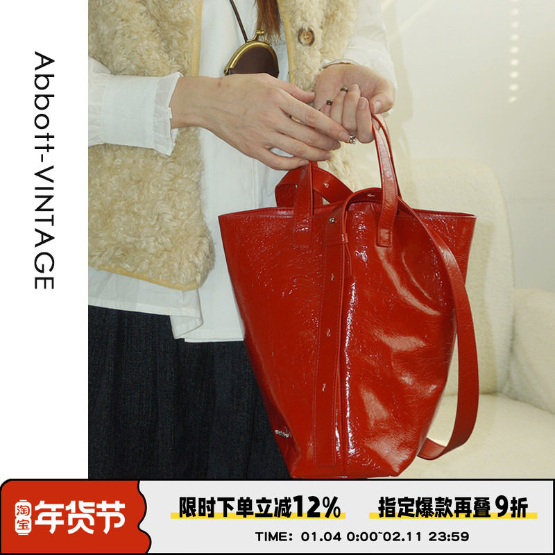 Abbott Vintage【耳朵包】油蜡牛皮托特包女单肩斜挎包女包简约新,箱包皮具/热销女包/男包,托特包,淘宝优惠券,粉丝福利购,淘宝优惠卷