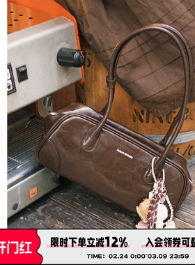 AbbottVINTAGE【保龄球】复古小众头层牛皮休闲大容量单肩手提包