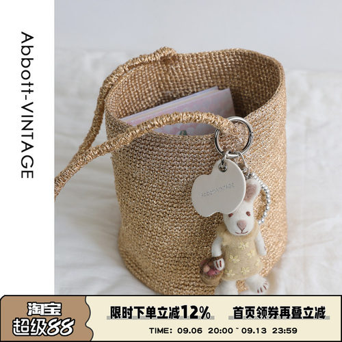 AbbottVINTAGE【发光桶】小众手工钩织编织女包手提单肩水桶包春