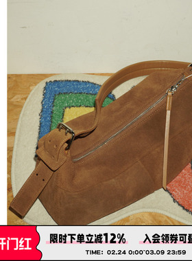 AbbottVINTAGE【腊肠包】牛皮女包磨砂长款托特包简约复古单肩