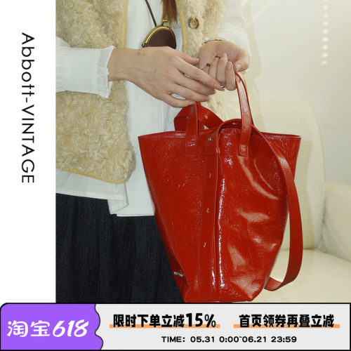 8折清仓油蜡牛皮简约托特女包