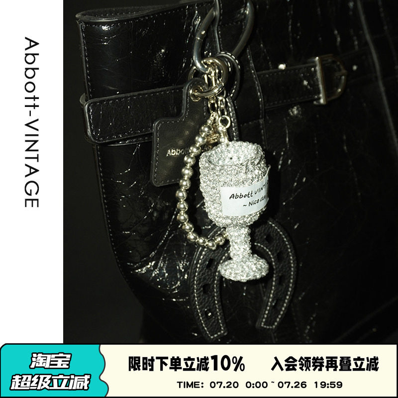 AbbottVINTAGE【酒鬼挂件】编织酒杯挂绳复古串珠百搭包包挂件