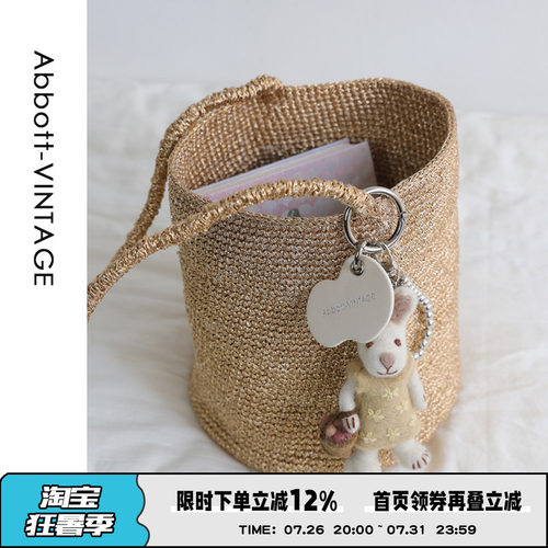 AbbottVINTAGE【发光桶】小众手工钩织编织女包手提单肩水桶包春
