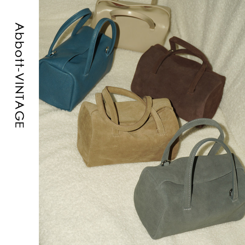 AbbottVINTAGE【笔筒包】复古小众磨砂皮羊皮枕头包单肩斜挎女