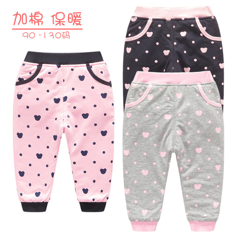 冬季女童加棉厚裤子棉裤韩版时尚潮女宝宝小童加棉长裤加厚保暖裤