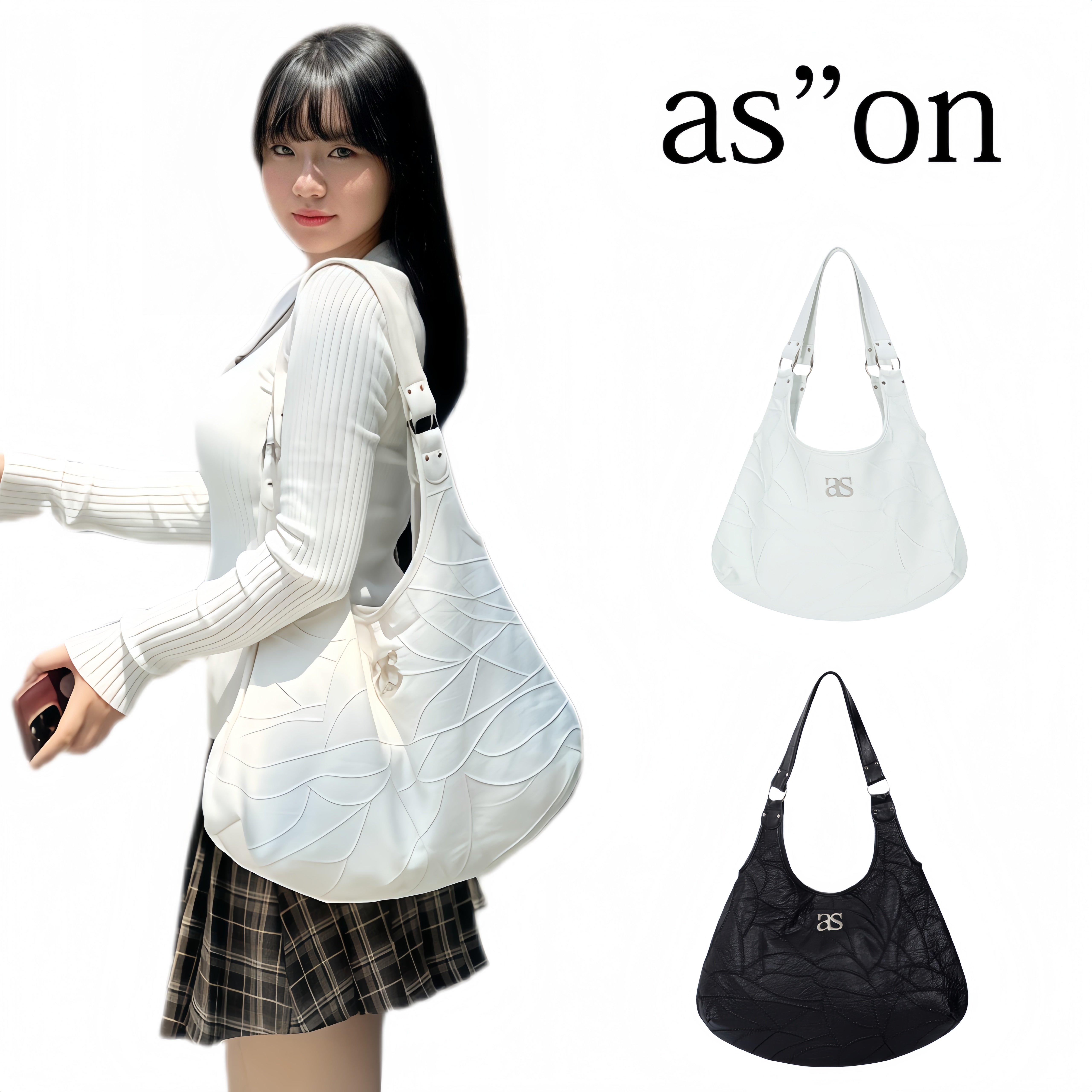 韩国小众ASON单肩包绣花贝壳包通勤百搭腋下托特包时尚菱格月牙包,箱包皮具/热销女包/男包,单肩包,淘宝优惠券,粉丝福利购,淘宝优惠卷