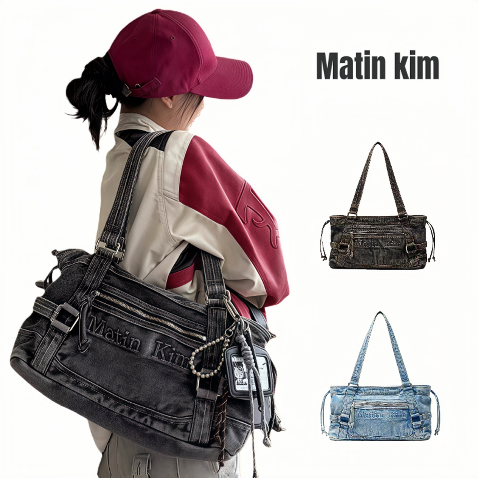 李松河同款韩国Matin kim腋下包牛仔托特包复古水洗单肩手提包,箱包皮具/热销女包/男包,腋下包,淘宝优惠券,粉丝福利购,淘宝优惠卷