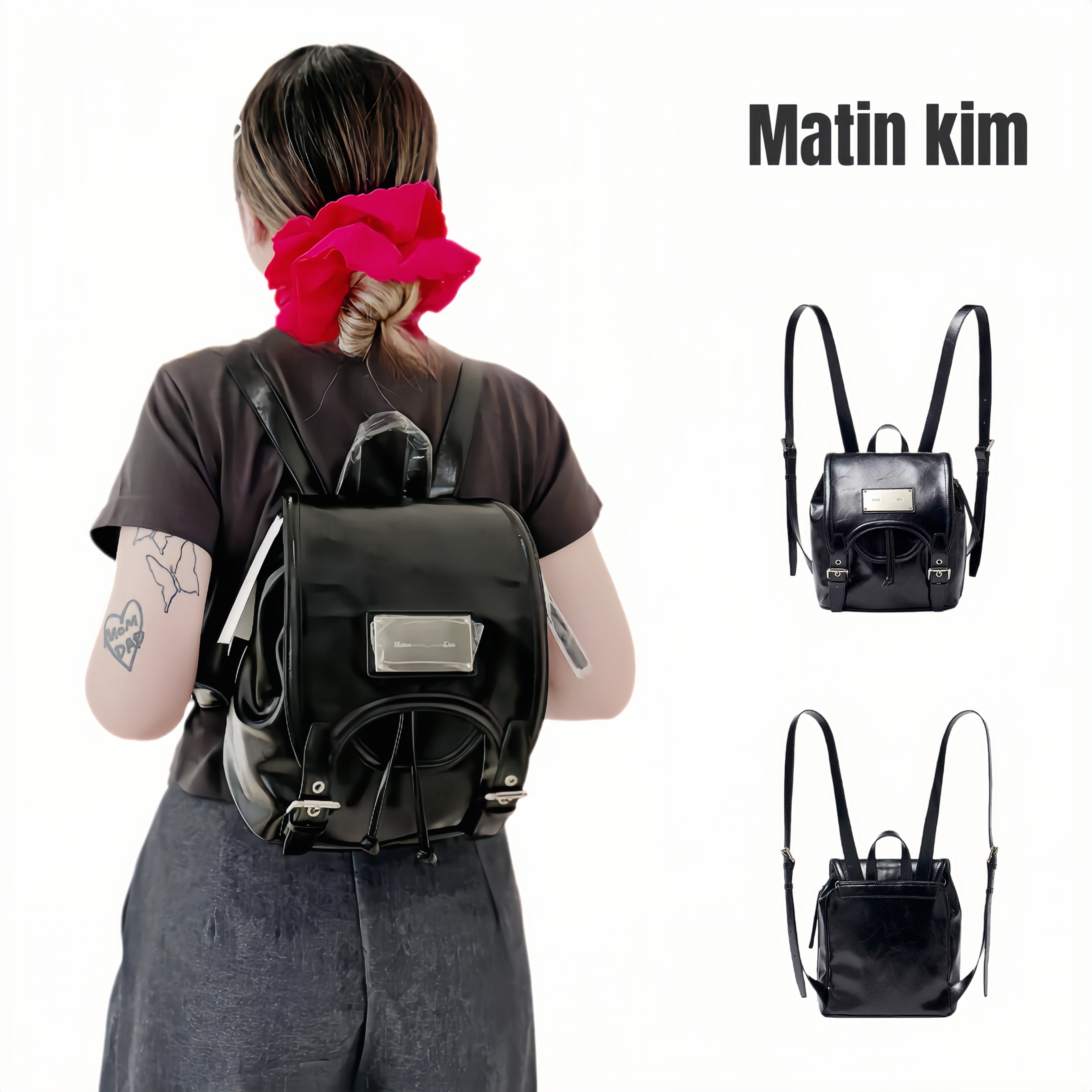 韩国Matinkim双肩包油蜡皮背包