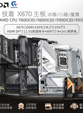 技嘉X870E主板电竞雕/小雕/猎鹰搭配AMD9850X3D/9800X3D/9900X3D