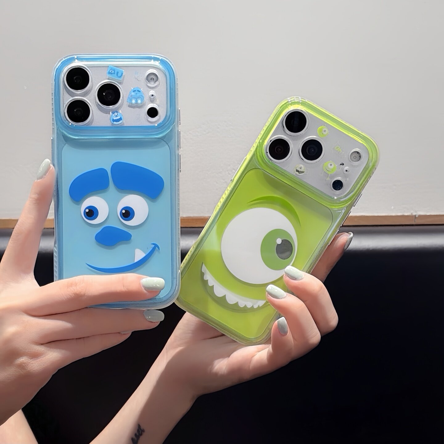 双层imd透色大眼仔毛怪适用苹果18/17Promax手机壳iPhone16/15Pro防摔保护套Mate80Proma