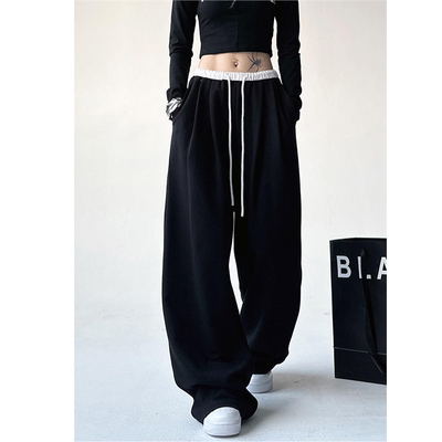 辣妹跳jazz爵士舞运动裤宽松卫裤高个子加长针织阔腿裤子女团风潮