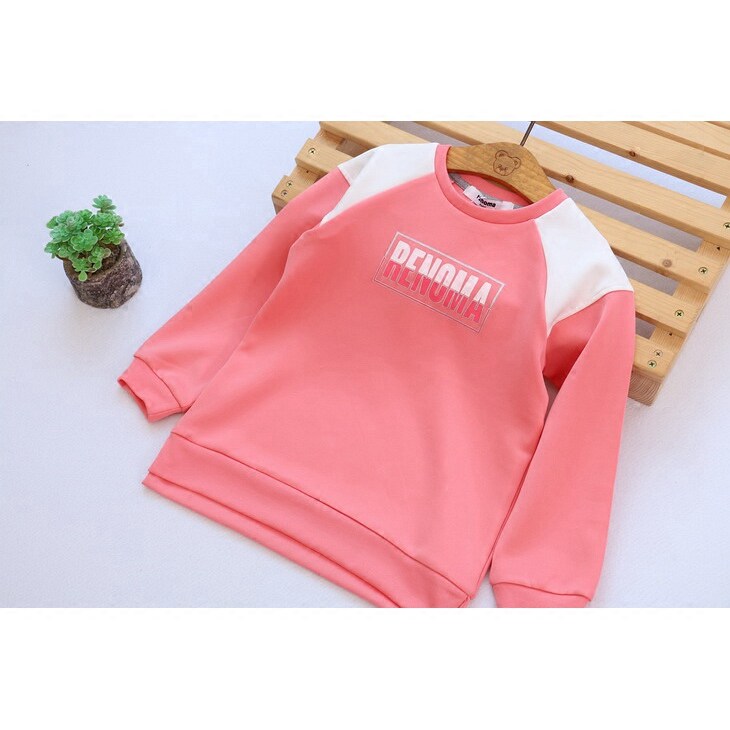 春秋季新款 女童中大童儿童时尚撞色拼接运动套头长袖卫衣上衣