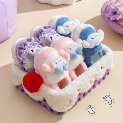 儿童棉拖鞋库洛米冬季女童包跟保暖拖鞋卡通男童居家宝宝室内棉鞋