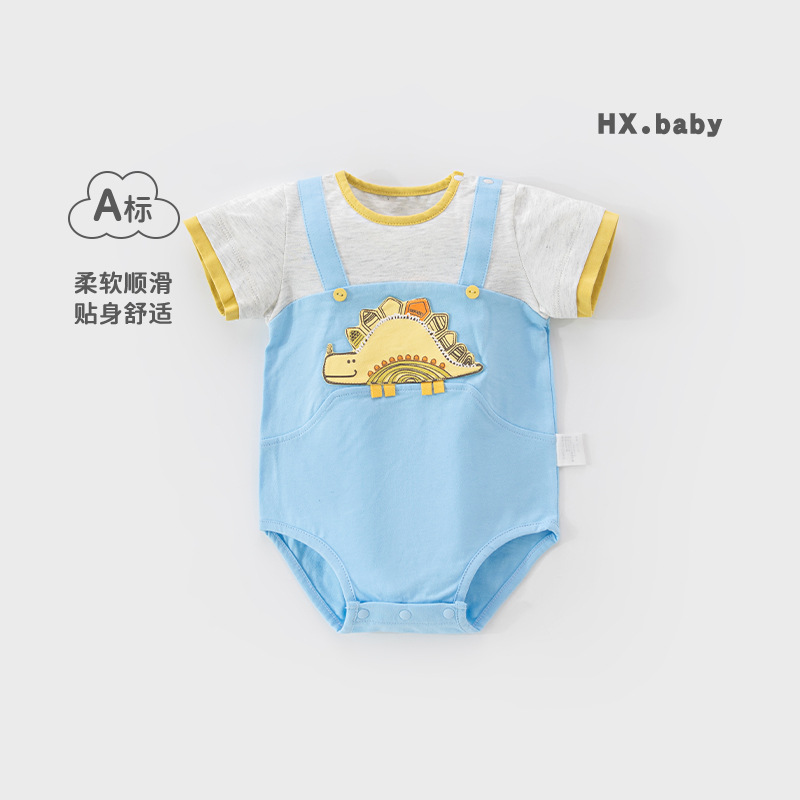 婴儿衣服夏季包屁衣夏装薄款男宝短袖三角哈衣爬爬服宝宝衣服夏季