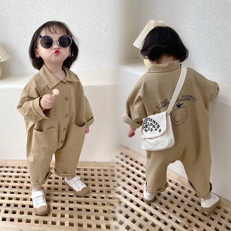 韩版童装春款儿童连体衣男女宝宝工装裤哈衣爬服小童外出服宽松版