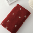 面料 DIY服装 日系蝴蝶结刺绣圣诞红仿毛呢布料秋冬外套裙装 童装