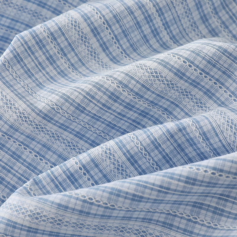 ins海盐色系涤棉布料蓝白格印花条纹春夏衬衣裙子手工服装面料,居家布艺,海绵垫/布料/面料/手工diy,淘宝优惠券,粉丝福利购,淘宝优惠卷