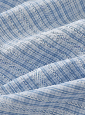 海盐色印花条纹春夏涤棉服装布料
