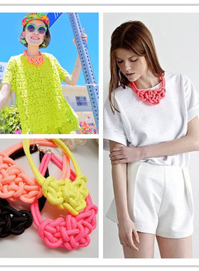 大牌潮品欧美复杂编织棉绳项链锁骨链假领子