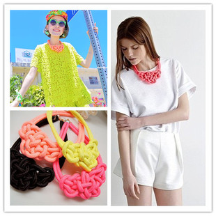 大牌潮品欧美复杂编织棉绳项链锁骨链假领子